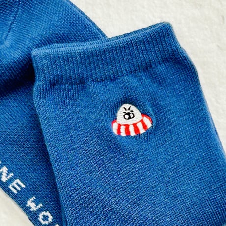 刺繍ソックス（アザラシ）- ブルー