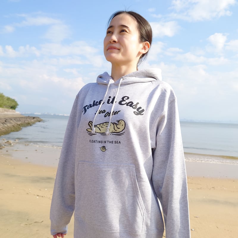 プルオーバーパーカー（ラッコ Take it Easy）- ミックスグレー | すいそう