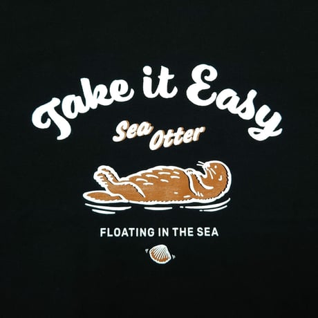 ロングTシャツ（ラッコ Take it Easy）- ブラック