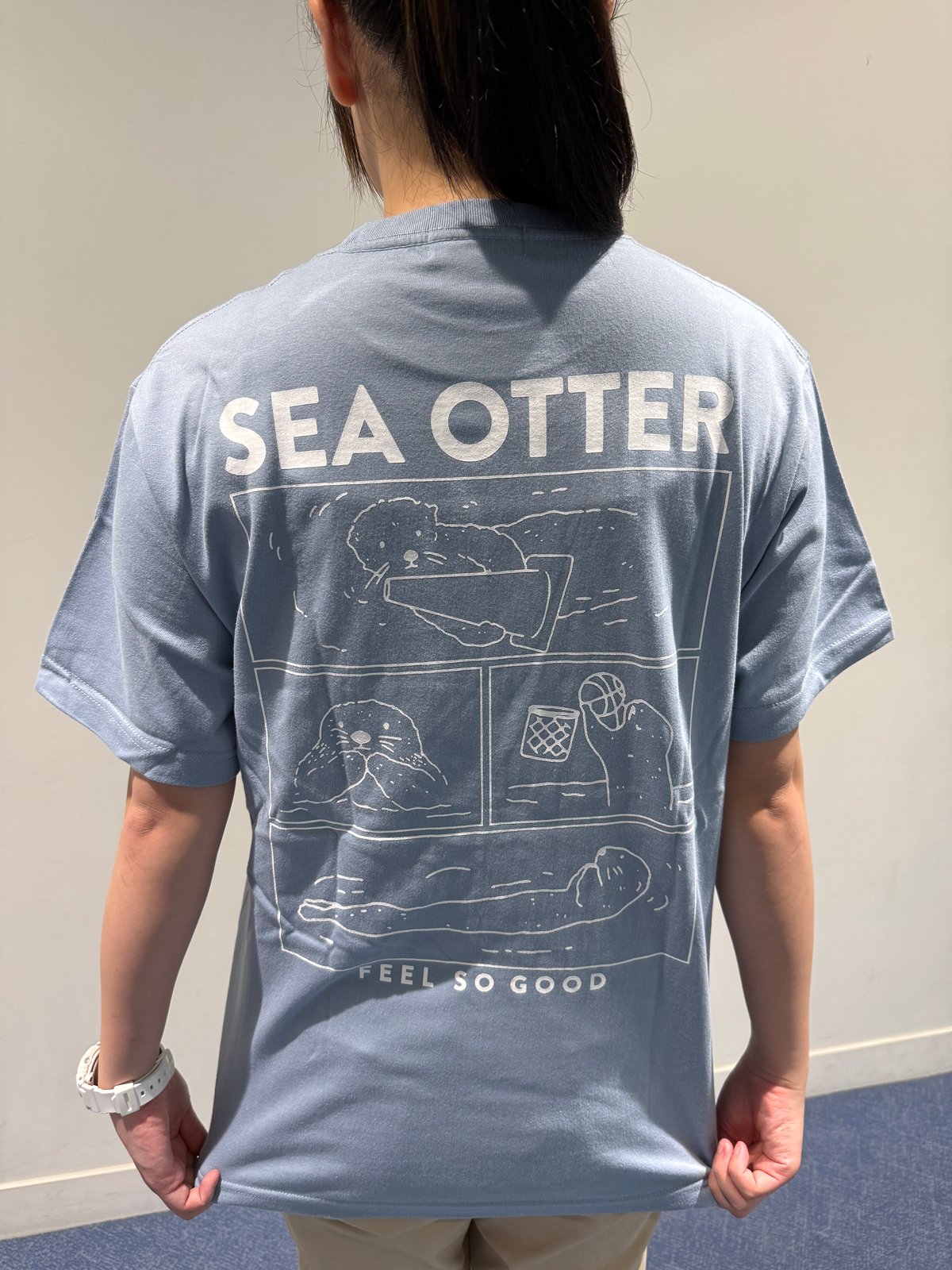 Tシャツ（4コマラッコ）- アシッドブルー | すいそう