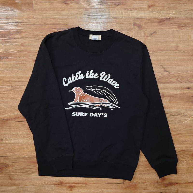 ぽなかすいたね かっこいいすうぁっと スウェット スウェット（ラッコ Catch the Wave）- ブラック | すいそう