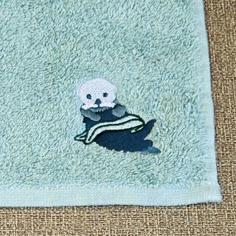 オーガニックコットン刺繍ミニタオル（ラッコ） | すいそう