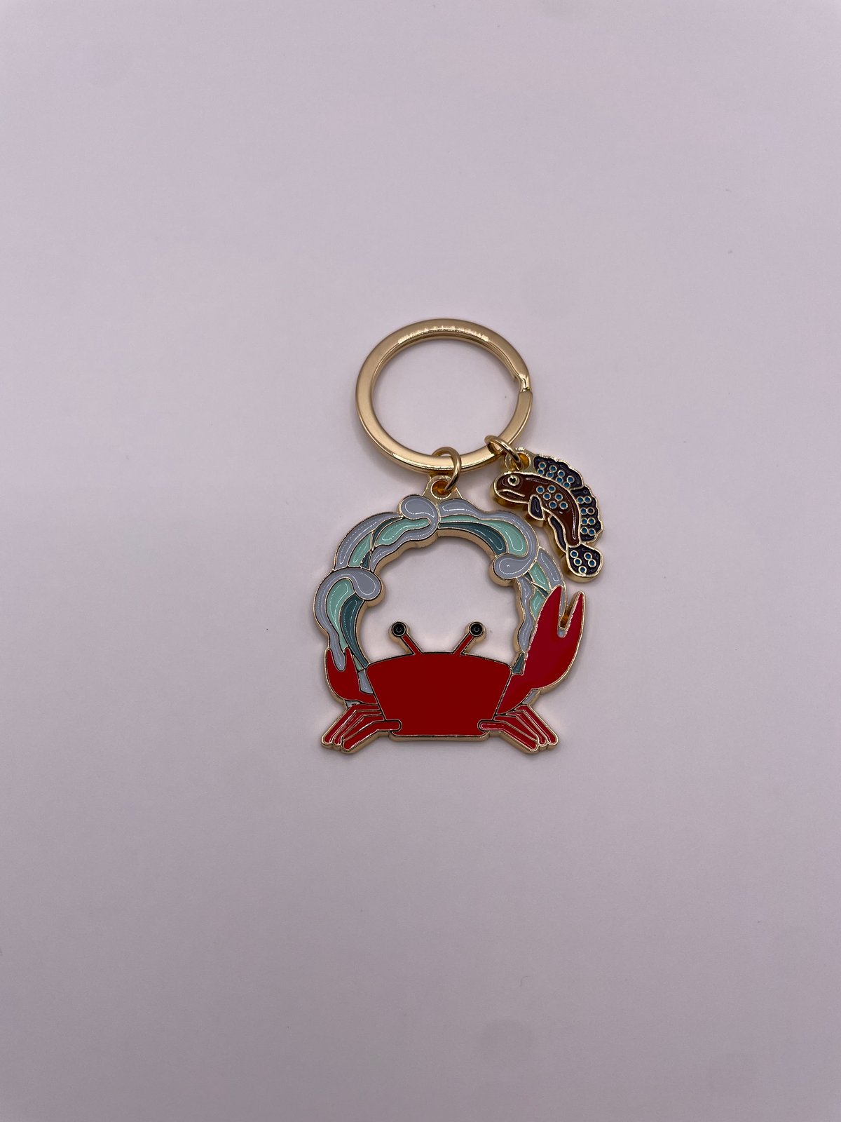 RUKURUKU/レジン/迎春の親子キツネ　蓄光　オルゴナイトキーホルダー RUKURUKU/レジン/迎春の親子キツネ 蓄光 オルゴナイト