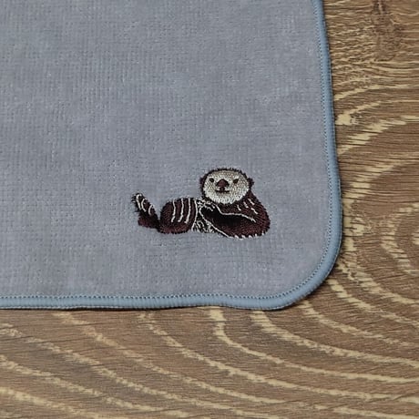 今治刺繍ミニタオル（ラッコ）- グレー