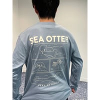 ロングTシャツ（4コマラッコ）- アシッドブルー