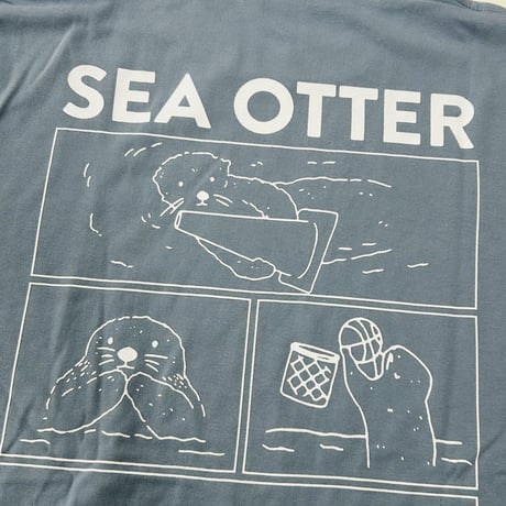 Tシャツ（4コマラッコ）- アシッドブルー