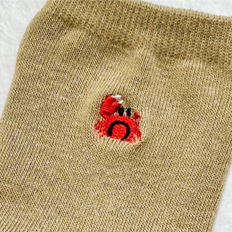 刺繍ソックス（シオマネキ）- ブラウン