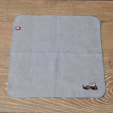 今治刺繍ミニタオル（ラッコ）- グレー