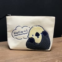 サガラ刺繍ポーチ（ラッコ - ごあいさつ）