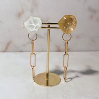 No.29STONE(White×Gold)チェーンイヤリング