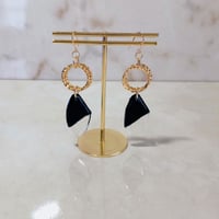 No.19KAKERA「ブラック×クリア」ゴールドラウンドピアス