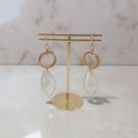 No.18KAKERA「ホワイト×クリア」ゴールドラウンドピアス