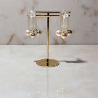 No.40RECT「White」パールチャームイヤリング