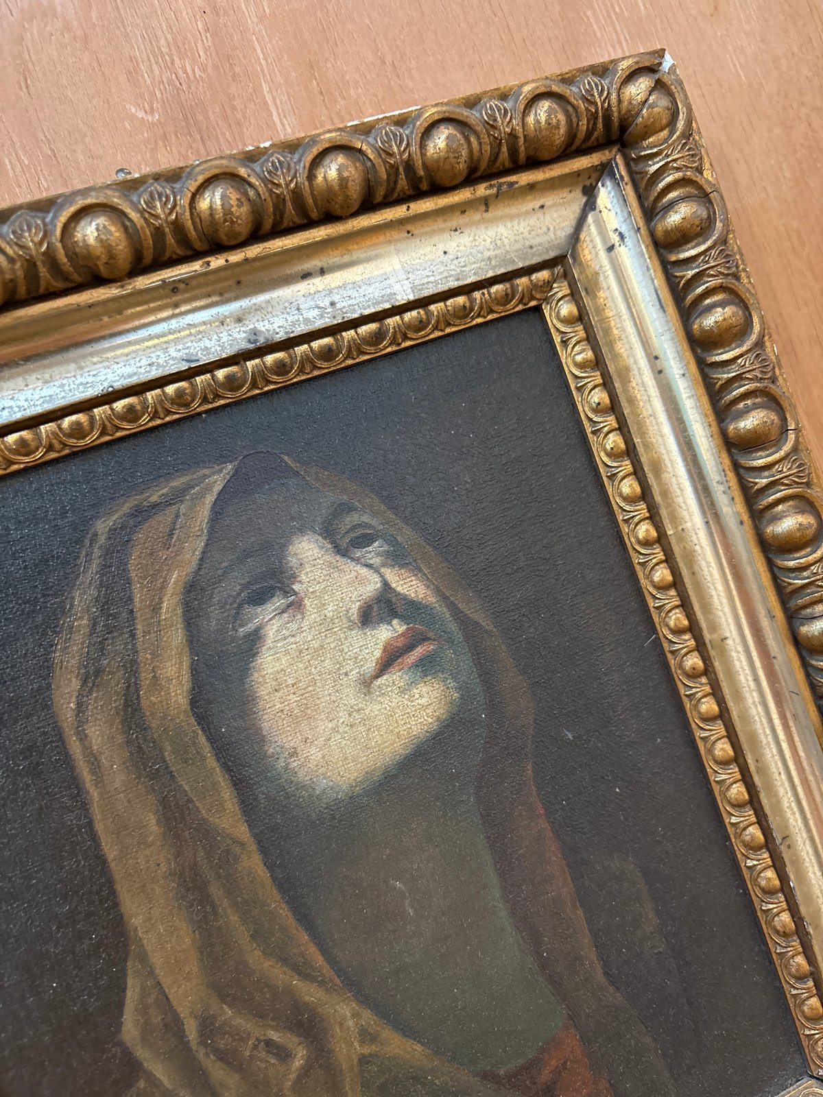 マリア様の油彩画 アンティーク 天を見つめる 聖母マリア様 油絵 絵画 | UNHOLY