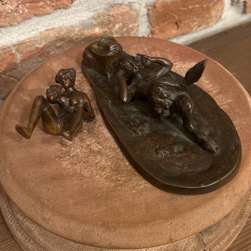 アンティーク デビル 悪魔&葡萄ニンフ ヴィエナブロンズ 置物 オブジェ