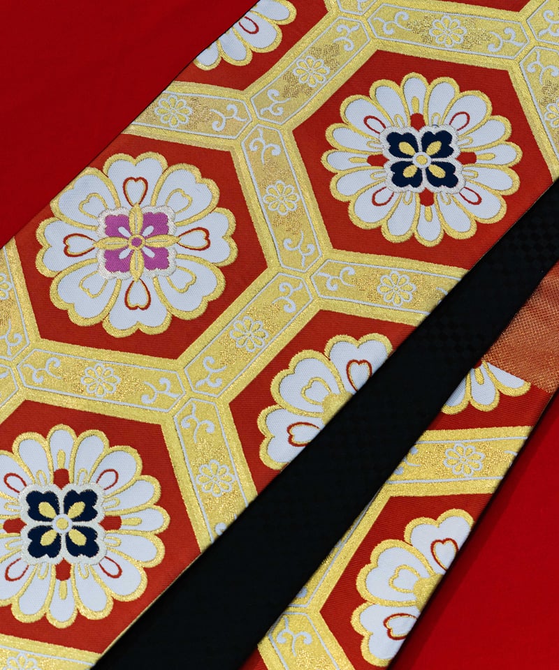 袋帯『菱菊文様』USED美品 赤 | 京のキモノ古着屋さん