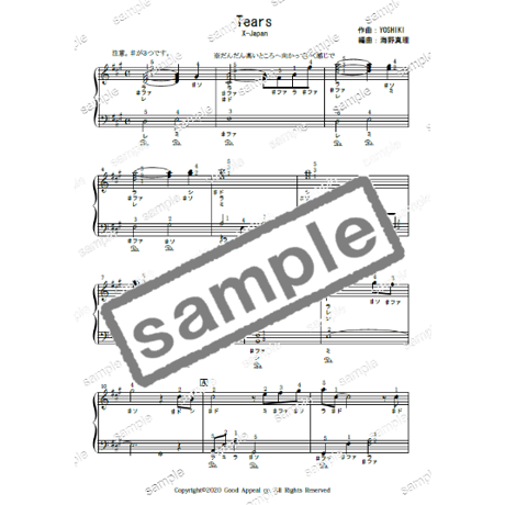 【ピアノ】Tears（YOSHIKI）中級　音声レッスン付き