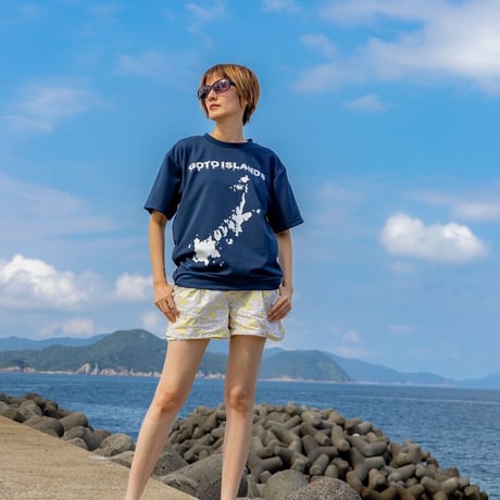 【オリジナル】No.01★五島列島マルシェ★半袖Tシャツ（510）（ミックスグレー／ネイビー）／五島列島マルシェ