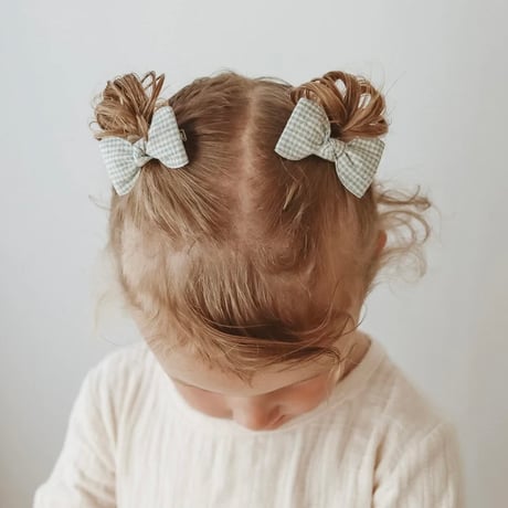 Little Marshmallow / Petite Pigtail Set // Tiny Gingham - Sky