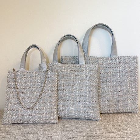 Tweed Otona Bag-Metalic Silver