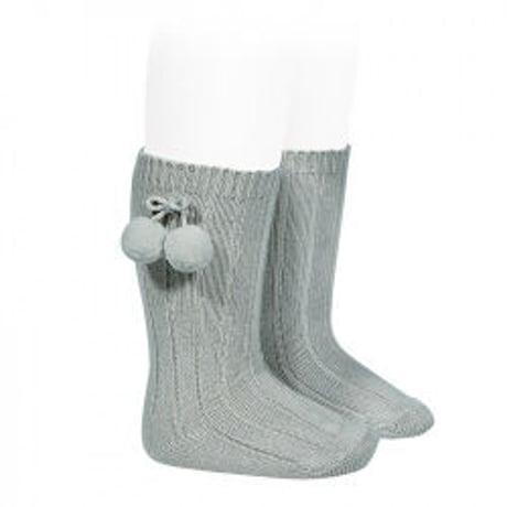 Condor/ Warm cotton rib knee socks with pompoms 756 (0.4.6)