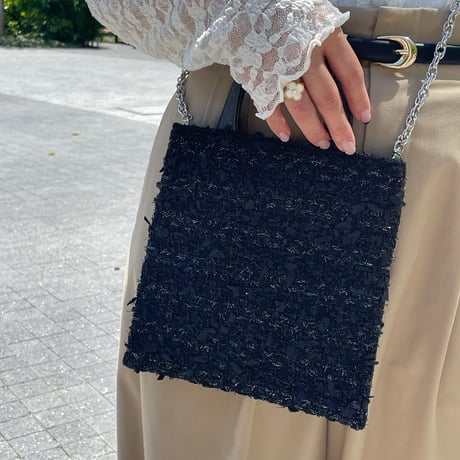 Tweed Otona Bag-Shiny Black