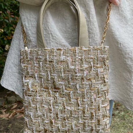 Tweed Otona Bag-Shiny Gold