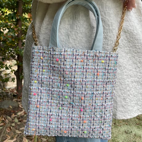 Tweed Otona Bag-Neon Blue