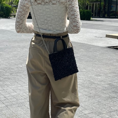 Tweed Otona Bag-Black＆White Dot
