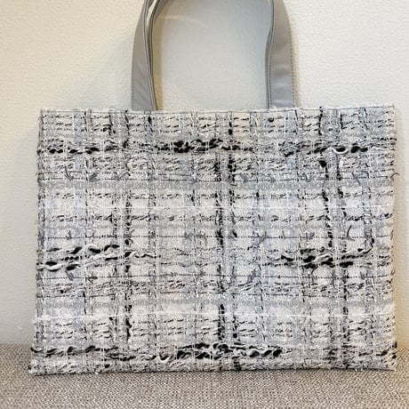 Tweed Otona Bag-White Black Sillver