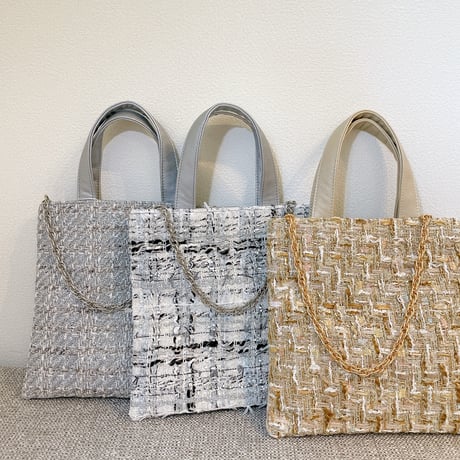 Tweed Otona Bag-Shiny Gold