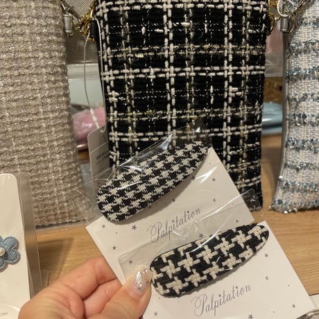 Knit Ribbon Scrunche / Houndstooth Hair Clip