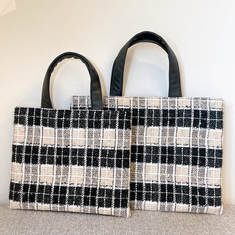 Tweed Otona Bag-Camel Check