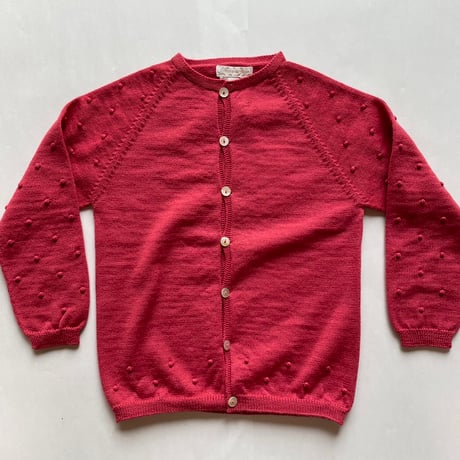 LES ENFANTINES  / Pompon Cardigan-Red