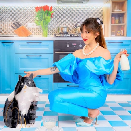 Coucou Suzette / Black & White Cat Hair Claw (黒白猫）