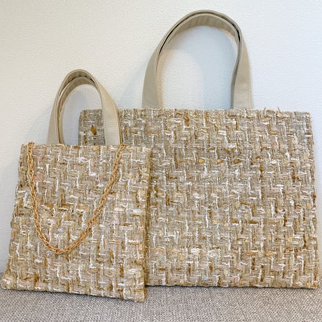 Tweed Otona Bag-Shiny Gold
