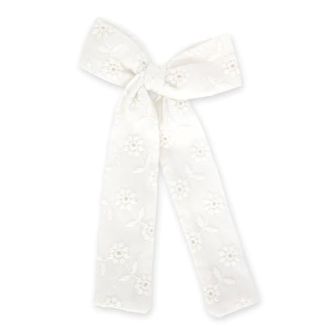 Little Marshmallow / Harper Longtail Bow // Ecru Broidery