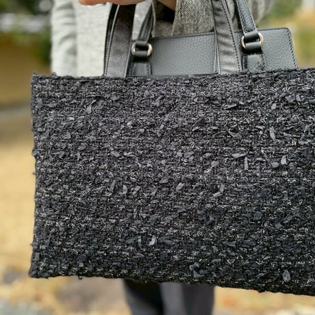 Tweed Otona Bag-Shiny Black