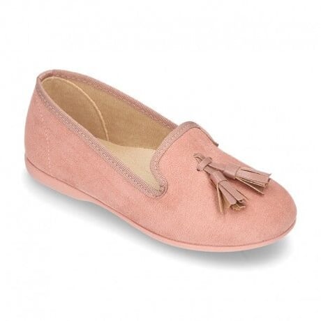 OKAASPAIN / Autumn winter canvas Ballet flats with tassels / PINK (ROSA)