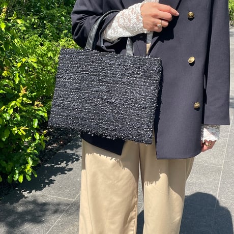Tweed Otona Bag-Black＆White Dot