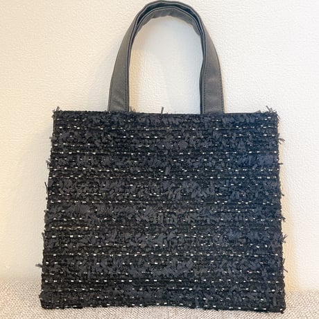 Tweed Otona Bag-Black＆White Dot