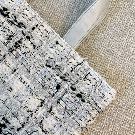 Tweed Otona Bag-White Black Sillver