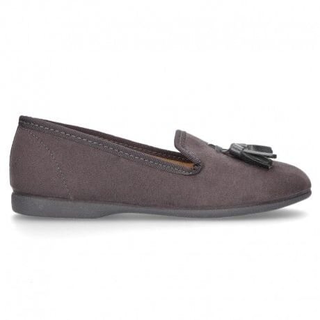 OKAASPAIN / Autumn winter canvas Ballet flats with tassels / TAUPE