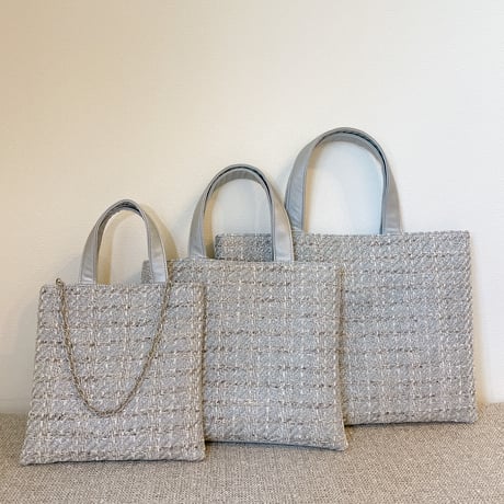 Tweed Otona Bag-Metalic Silver