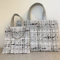 Tweed Otona Bag-White Black Sillver