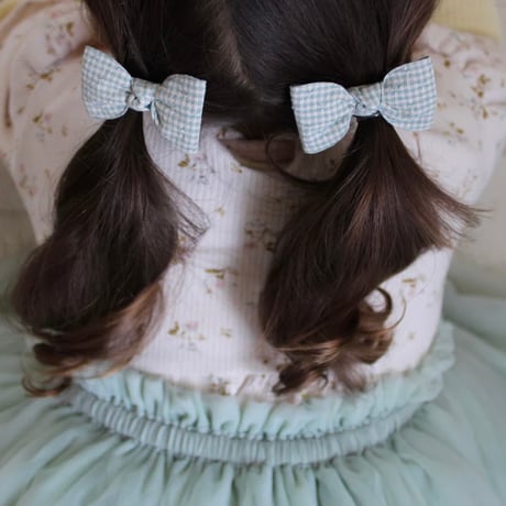 Little Marshmallow / Petite Pigtail Set // Tiny Gingham - Sky