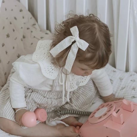 Little Marshmallow / Harper Longtail Bow // Ecru Broidery