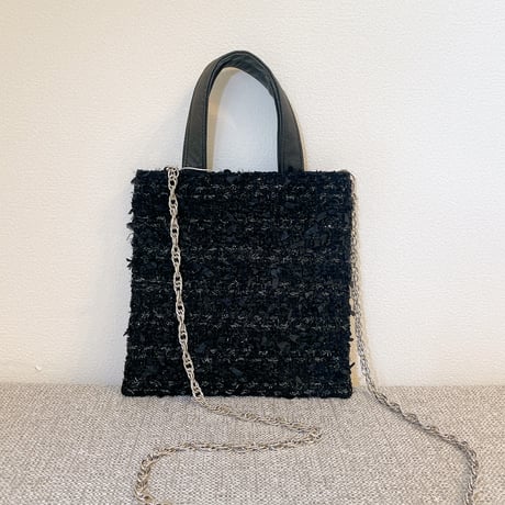 Tweed Otona Bag-Shiny Black