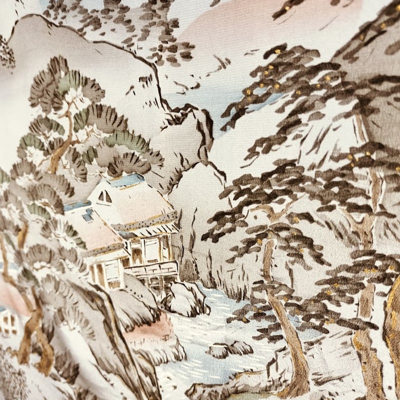 男物長襦袢（正絹）手描き山水柄 | 横浜わかやぎ オンラインショップ