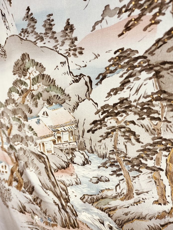男物長襦袢（正絹）手描き山水柄 | 横浜わかやぎ オンラインショップ